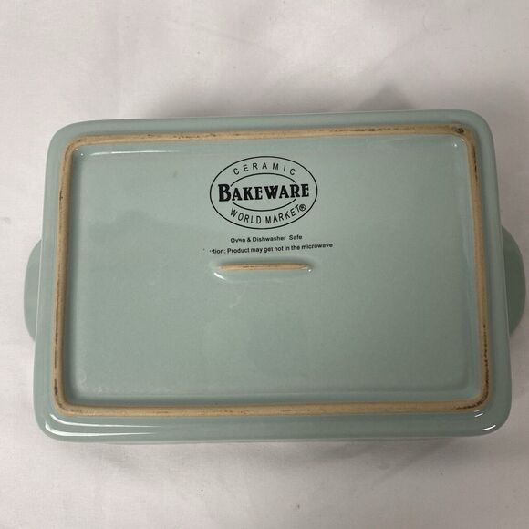 World Market Bakeware Sage Green Floral Ceramic Casserole Dish Small 7" x 4" - Picture 8 of 9